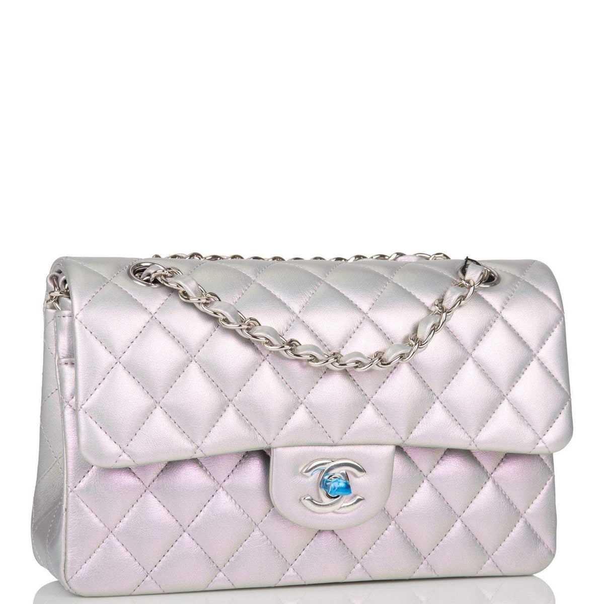 small silver chanel bag