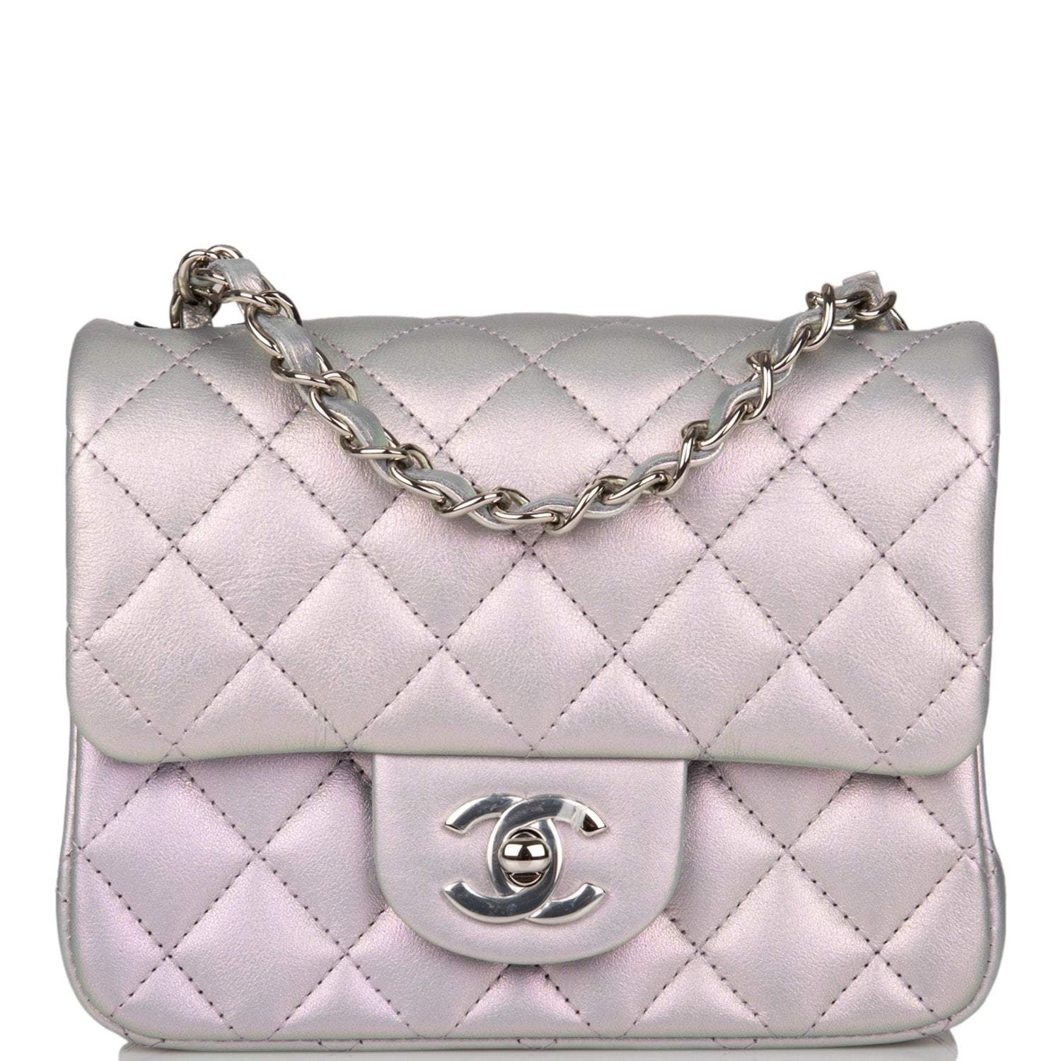 chanel mini square silver