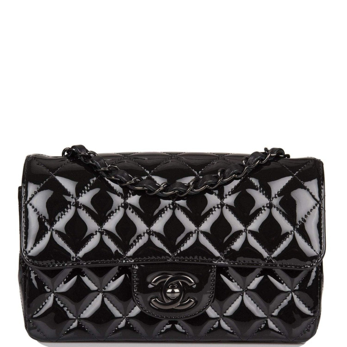 black patent chanel handbag