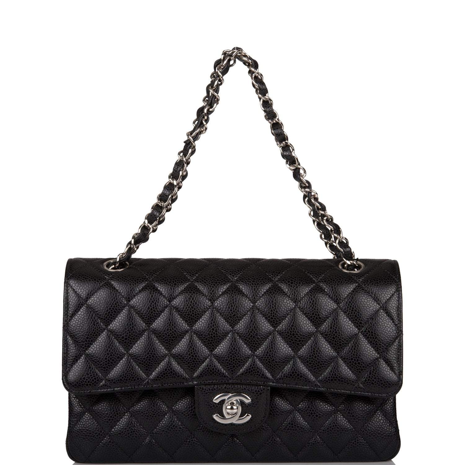 classic double flap bag quilted caviar medium