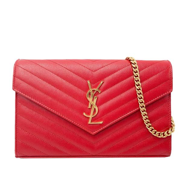 saint laurent wallet on chain red