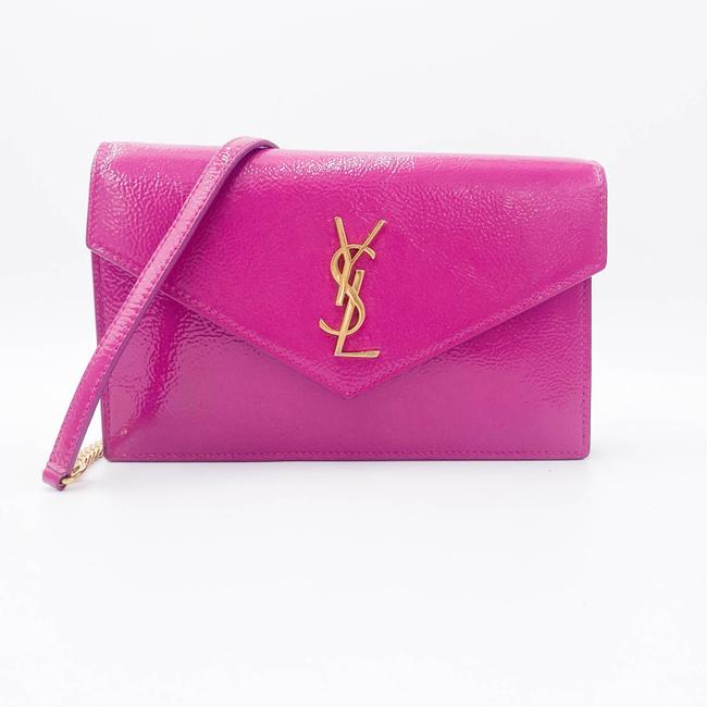 saint laurent pink small envelope chain wallet bag