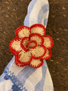Natural & red Flower Napkin Ring