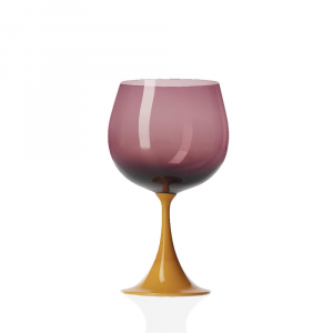 Burlesque Wine Glasses- Yellow with Purple