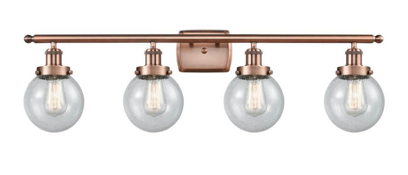 Innovations Lightging 916-4W-AC-G204-6 4-Light 36" Antique Copper Bath Vanity Light -  Seedy Beacon Glass - Bulbs Included