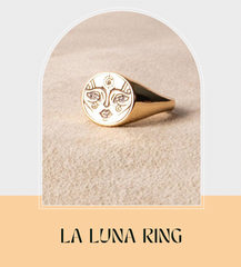 Mond Ring Astrologie - Siegelring Gesicht gold handgemacht