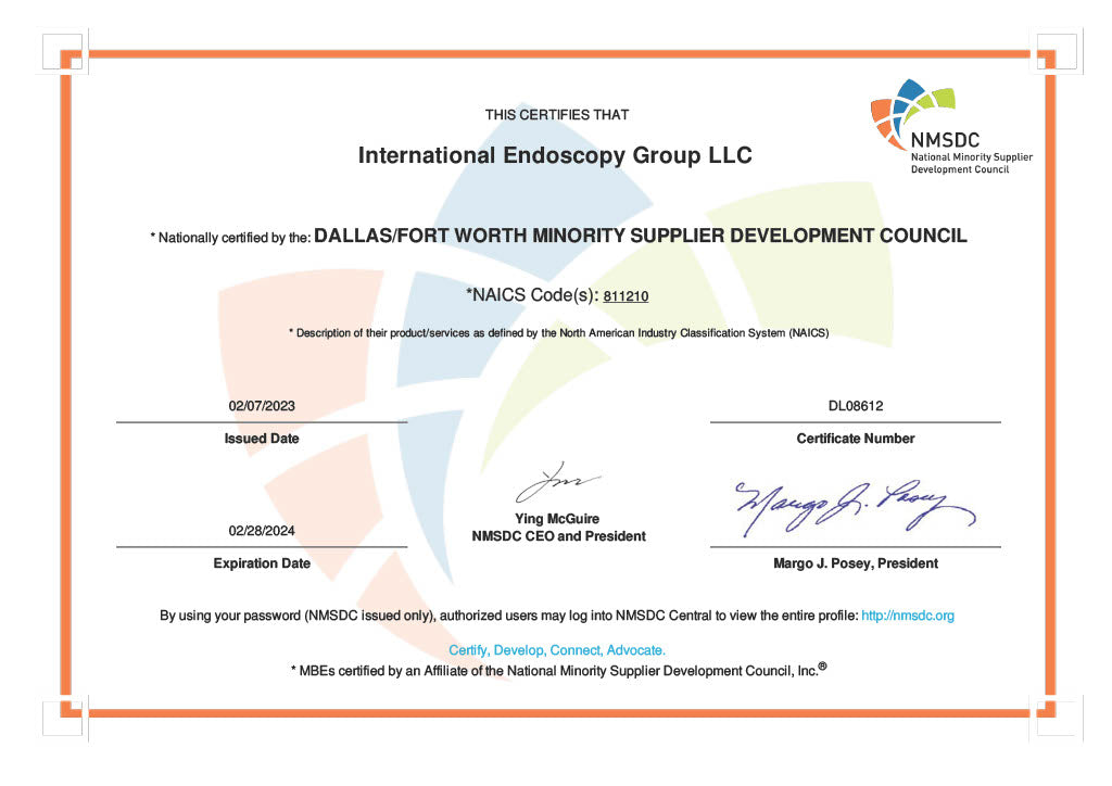 Minority Owned Business Enterprise (MBE) - International Endoscopy Group LLC - Endoscope Repair