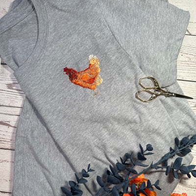 Image of Embroidered Chicken T-Shirt - L