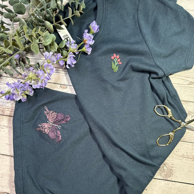 Image of Embroidered Butterfly T-Shirt - XS