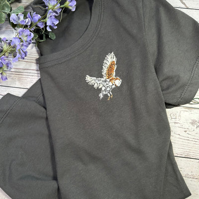 Image of Embroidered Barn Owl T-Shirt - XS