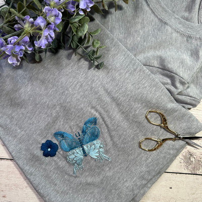 Image of Embroidered Butterfly T-Shirt - S