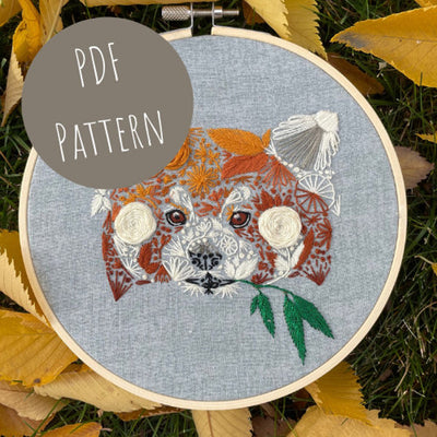 Image of Floral Red Panda PDF Pattern