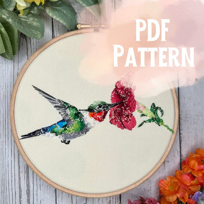Image of Floral Hummingbird PDF Pattern