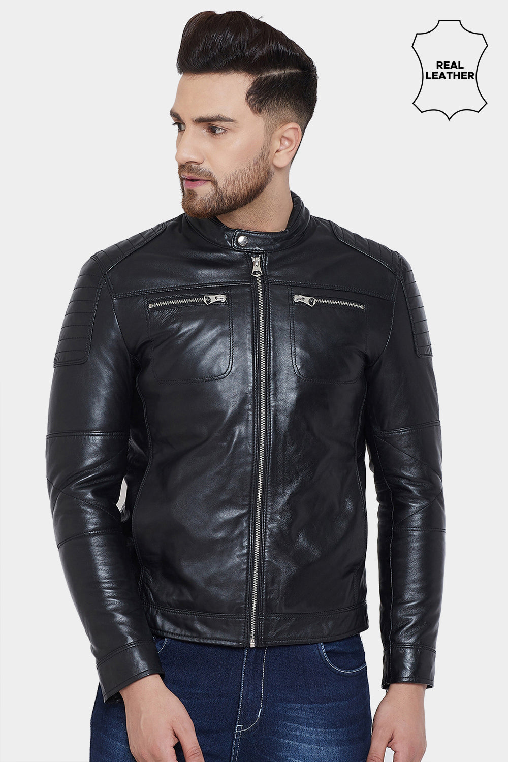 GUY LAROCHE REAL LEATHER BLACK JACKET – Justanned