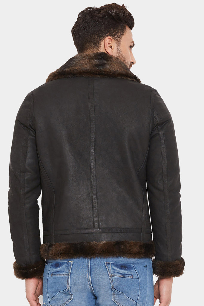 JUSTANNED GENUINE REAL LEATHER FUR COLLAR JACKET – Justanned