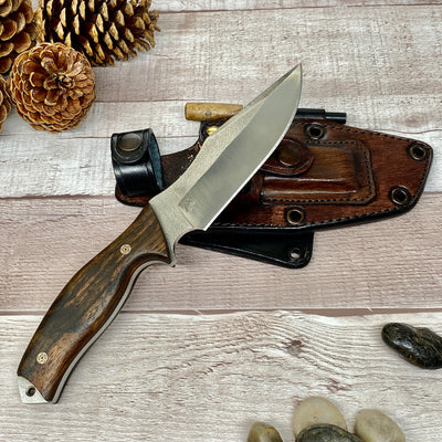 Camping Knife With Olive Wood Handle, 1/4 Inch N 690 Steel and Leather  Sheath, Drop Point N690 Steel Blade, Unique Root of Olive Tree Handle -   Ireland