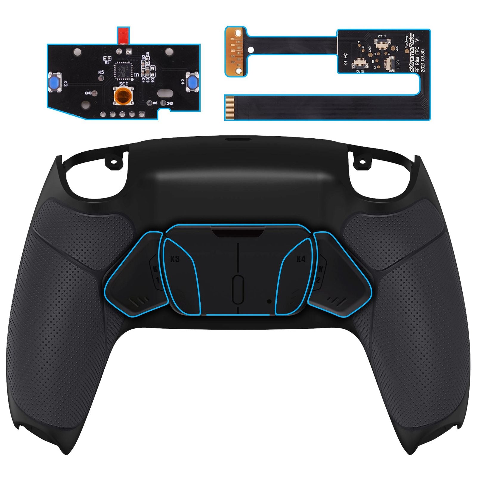 Rubberized Black Remappable RISE4 Remap Kit for PS5 Controller BDM-010/020 - YPFU6001