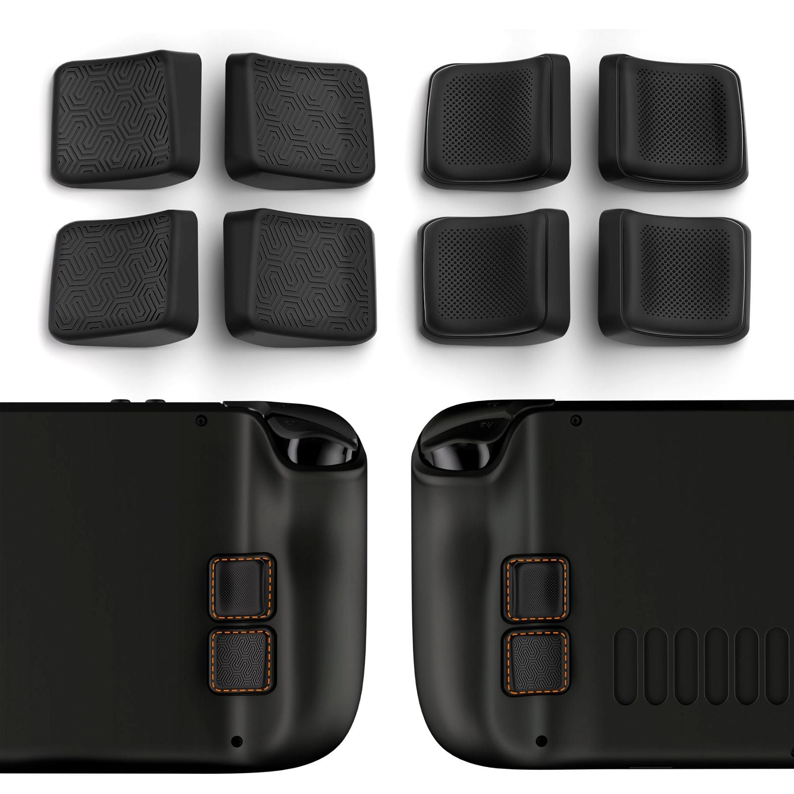 Mix Version Streamlined & Studded Design Black Back Button Enhancement Set for Steam Deck LCD, Grip Improvement Button Protection Kit for Steam Deck OLED -PGSDM010