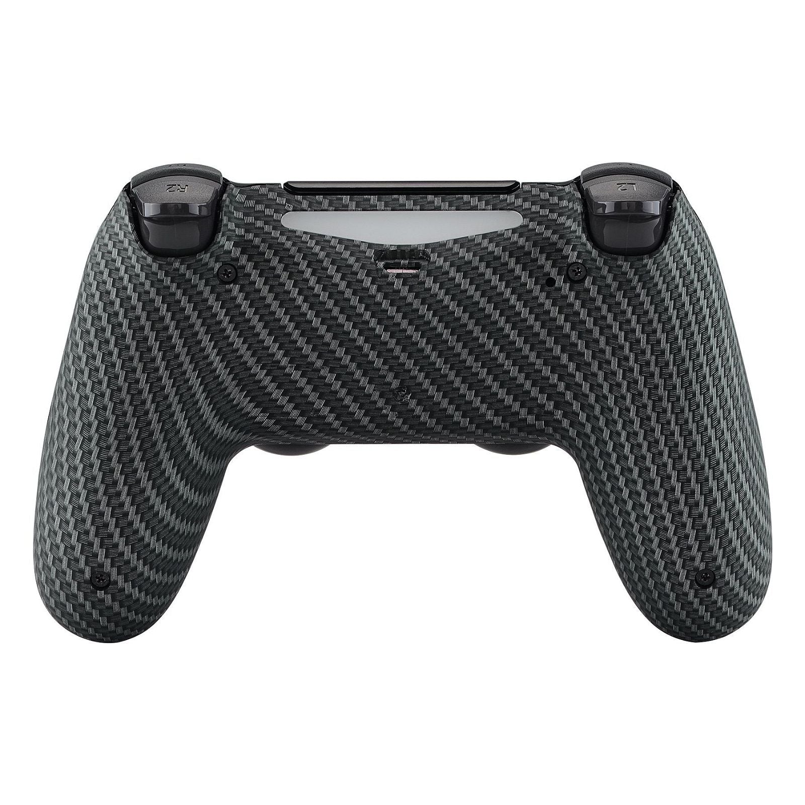 Soft Touch Black Silver Carbon Back Shell Compatible With PS4 Gen2 Controller-SP4BS03WS