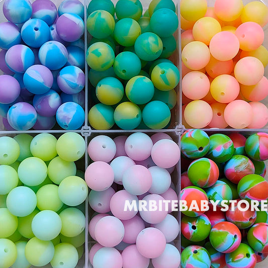 15mm New Round Print Silicone Beads – MrBiteBabyStore