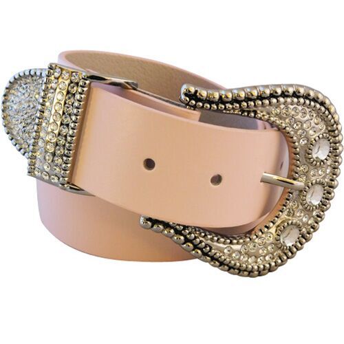 Beige Leather and Elastic Belt for Women