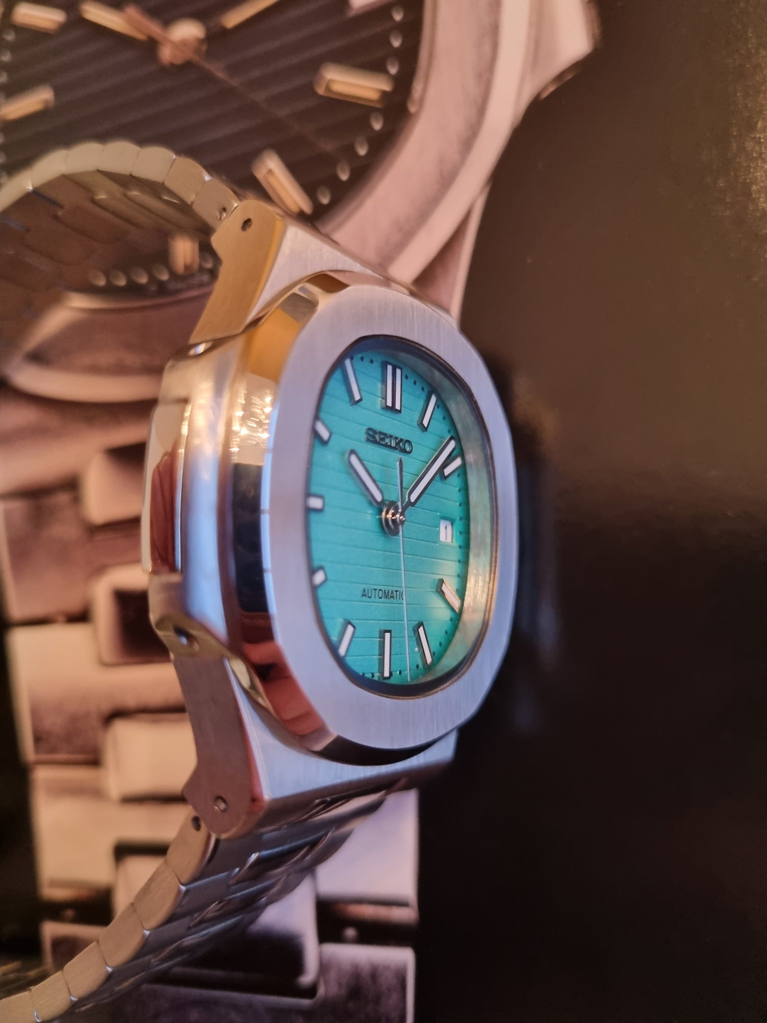 Seiko mod watch nautilus tiffany dial – Lovetomodwatches