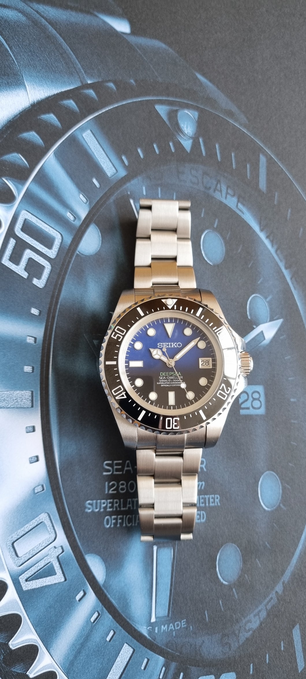 Seiko mod watch, jc limited edition deepsea! Blue to black, STUNNING! –  Lovetomodwatches