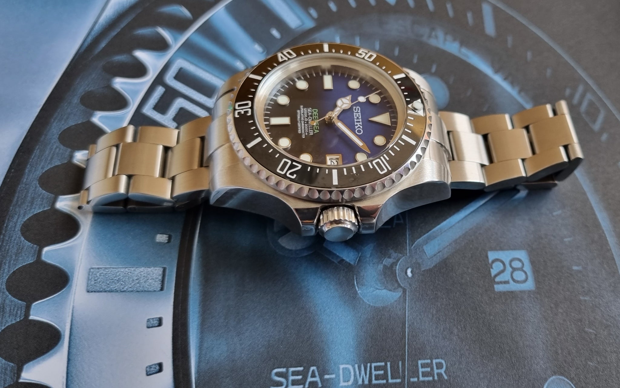 Seiko mod watch, jc limited edition deepsea! Blue to black, STUNNING! –  Lovetomodwatches