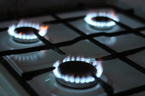 open flame on the stove