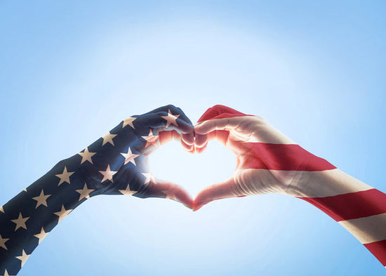 hands heart american flag