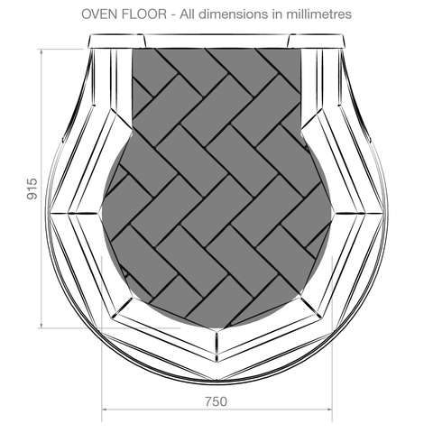 The dimensions of a Agnes Outdoors pizza oven floor 