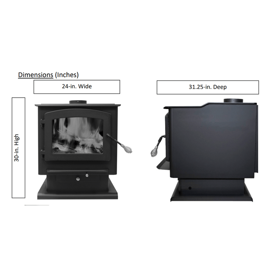 Englander 32-NC Wood Stove-Dimensions