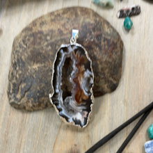 Load image into Gallery viewer, Silver Plated Agate Geode Pendant
