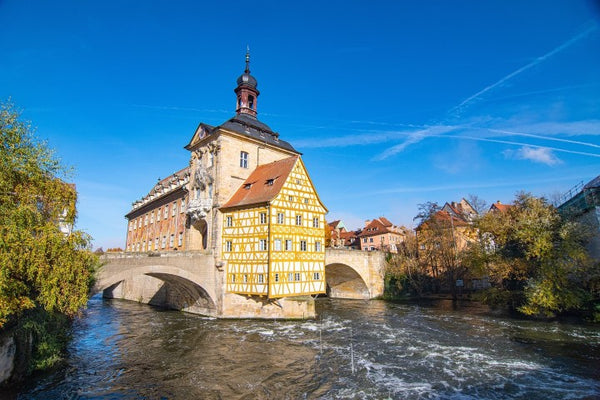 obere Bruecke in Bamberg im Weinanbaugebiet Franken