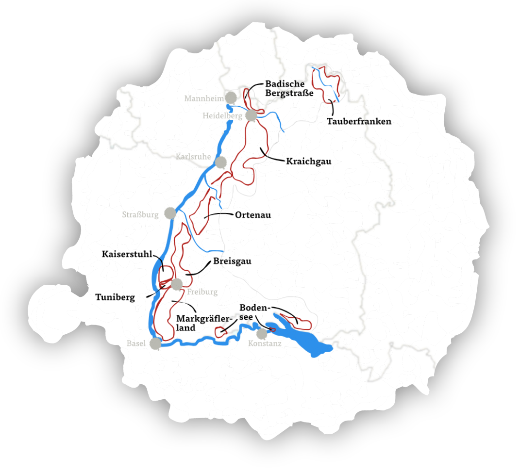 Weinbaugebiete in Baden