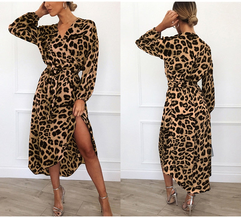 Wrap Leopard Printed Slit Long Dress – Dream Closet Couture