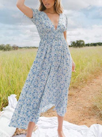 Marilyn V-neck Floral Midi Dress