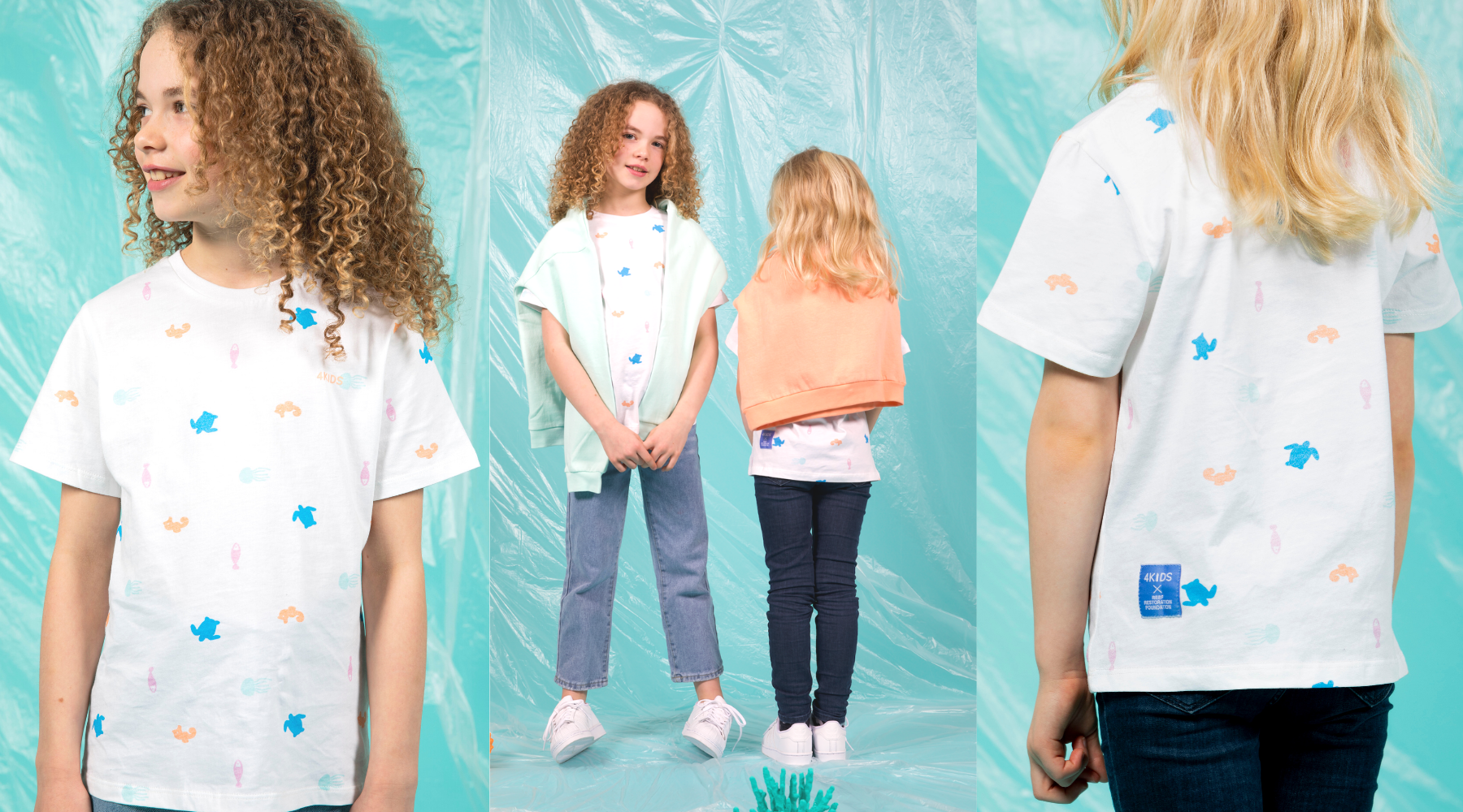 4KIDS Reef T-shirt White with colorful details all over
