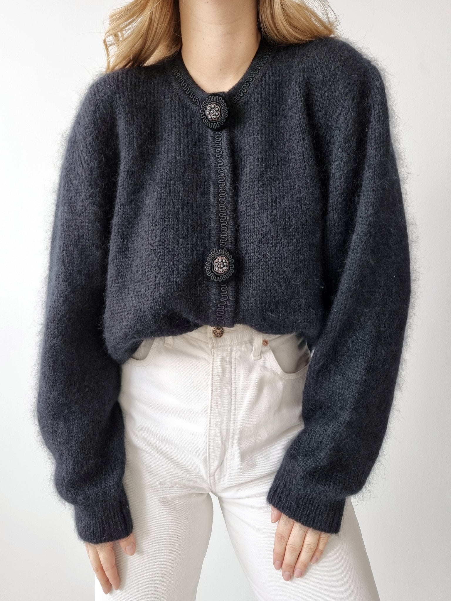 ビタミンカラーのハーモニー VINTAGE SPECIALBLACK MOHAIR CARDIGAN