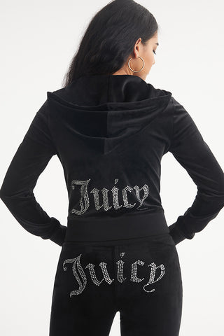 Vintage Juicy Couture TrackSuit Set Small Jacket Pants Black Logo