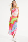 Polyester Mesh General Print Summer Maxi Dress