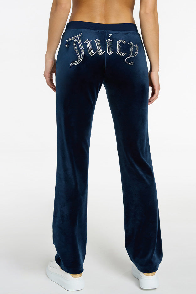 Juicy Couture Co-ord Velour Tracksuit Bottoms With Diamonte Logo In Black