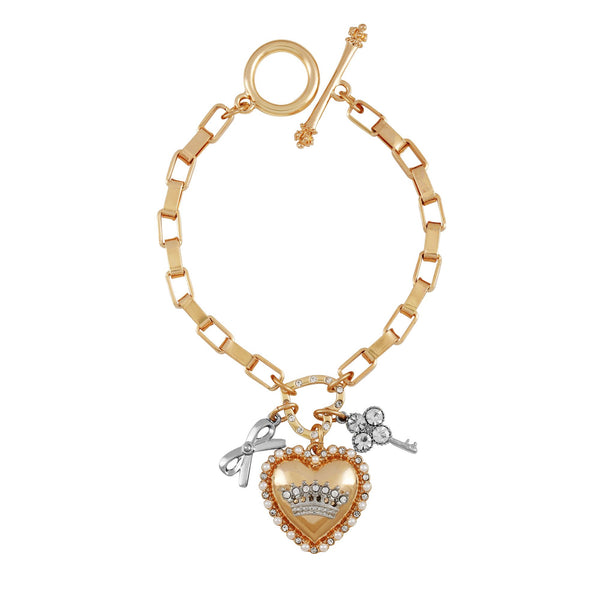 Y2K Vintage Juicy Couture Gold Chain Heart Charm Bracelet