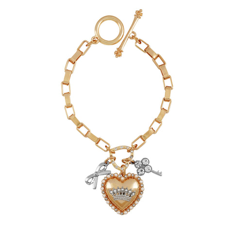 2000s Juicy Couture Gold Chain Bracelet with Rhinestone Heart & Horses —  Holy Thrift