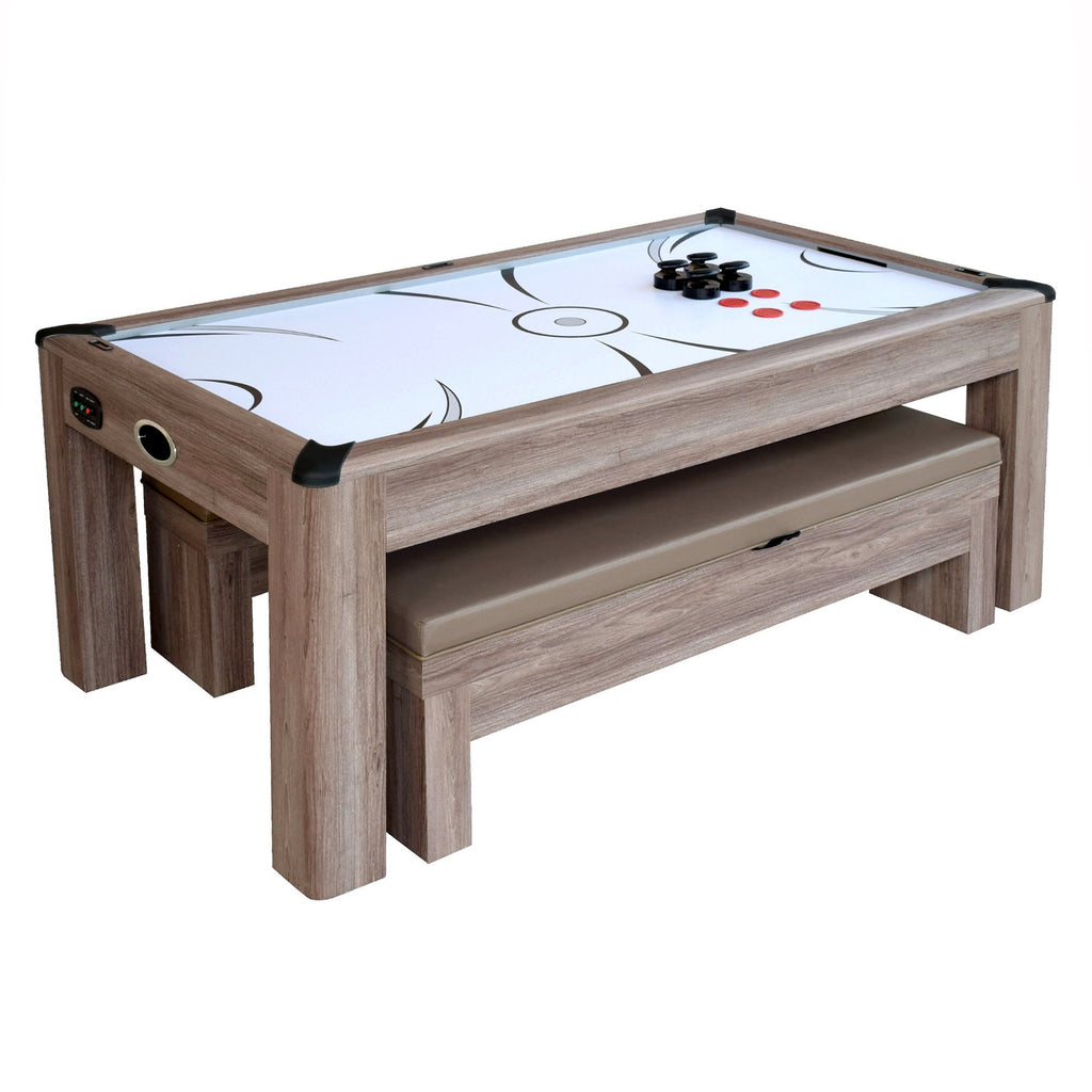 Driftwood 7 Air Hockey Table Tennis Dining Combo Set