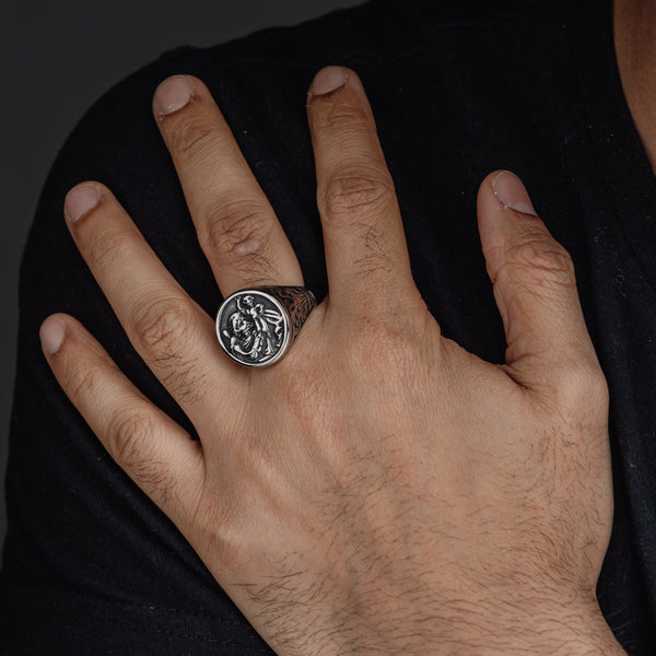 St. Christopher Men's Gold Ring, S | Jewel Marvels