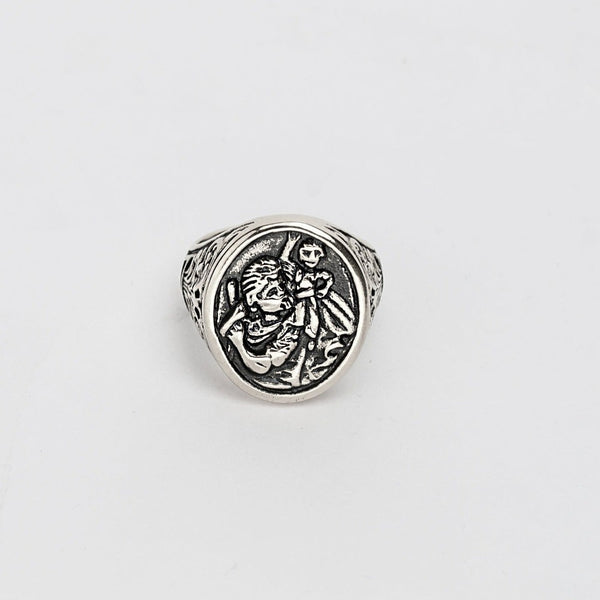Lovely 9ct Gold Saint Christopher Signet Style Ring - Rings from