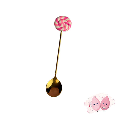 Pink lollipop sprinkles spoon