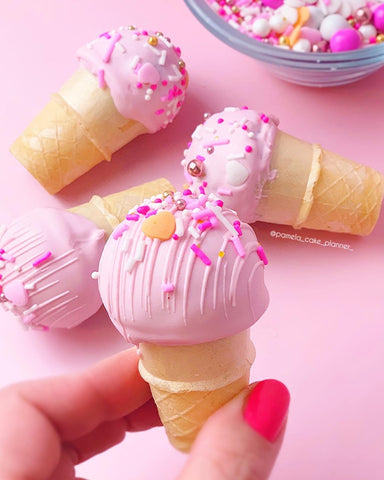 Pink Cake Cones