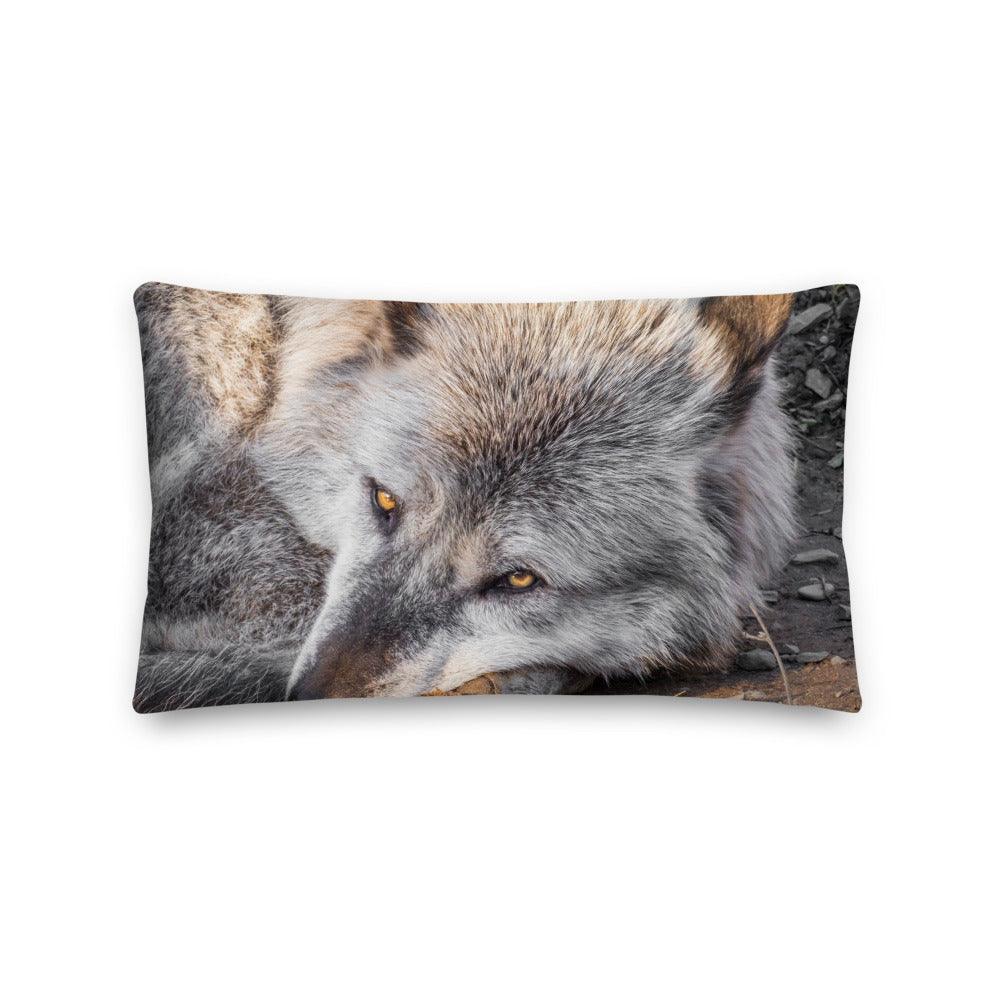 Timberwolf Auge in Auge - Dekokissen Howling Nature